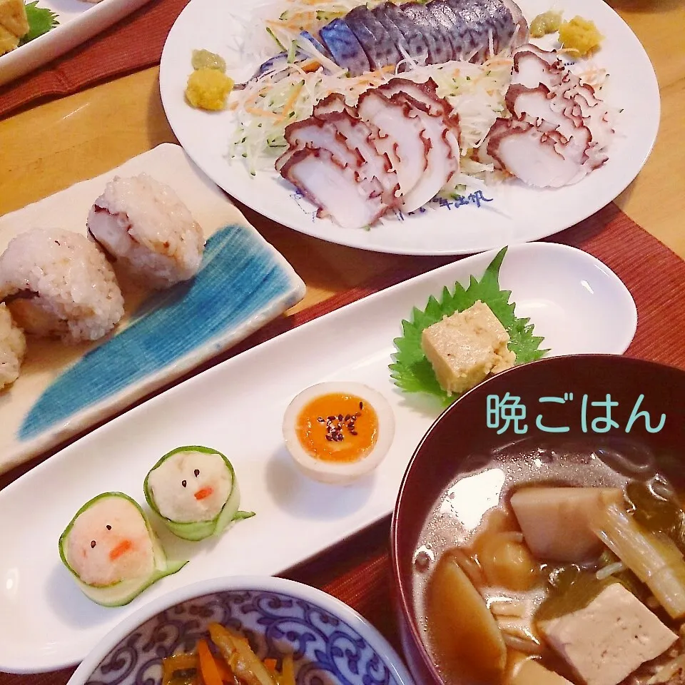 今日の晩ごはん(タコ飯と芋煮と…)|oomugiさん