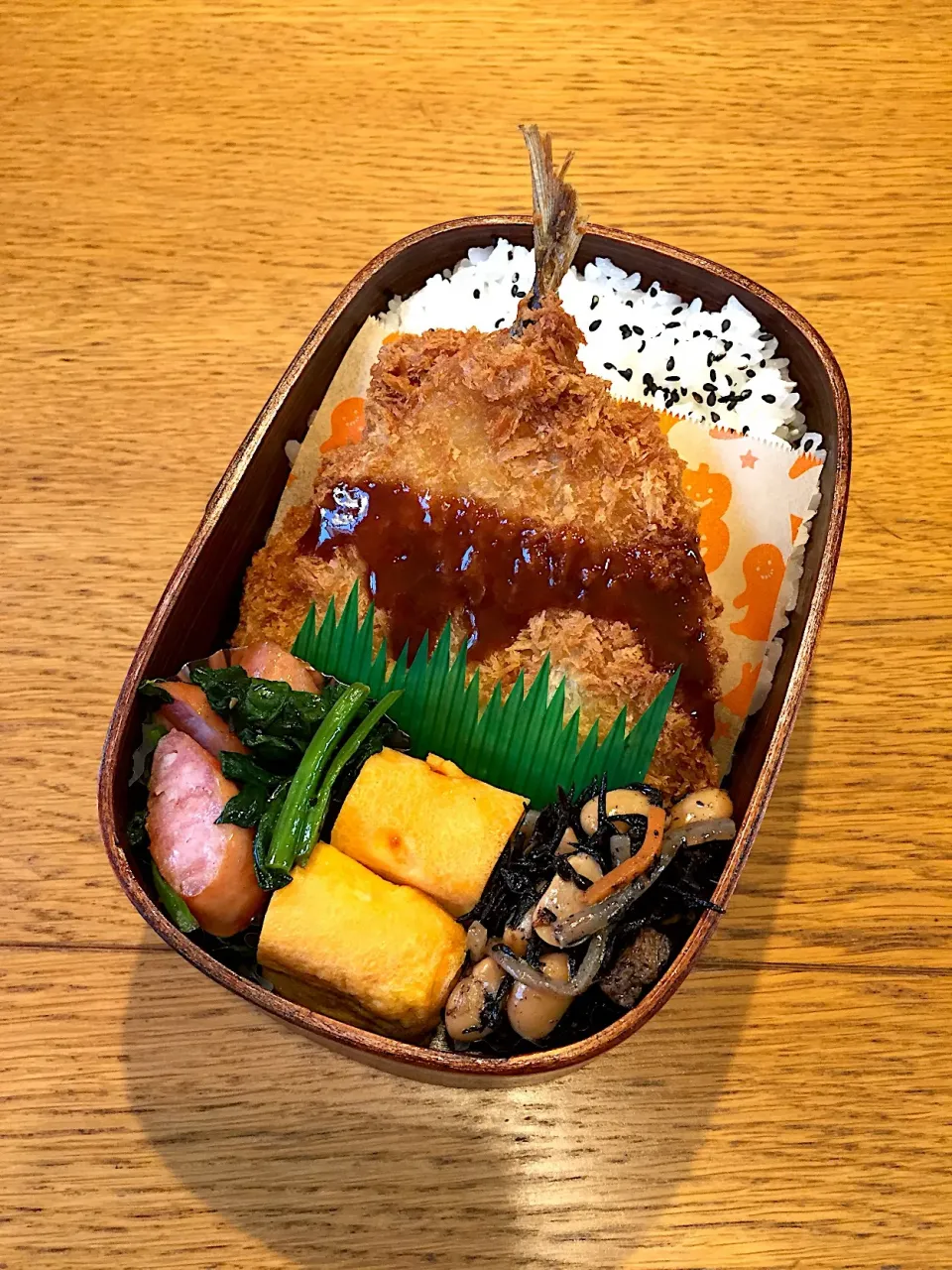 高校生息子のお弁当  アジフライ #わっぱ弁当|まつださんさん