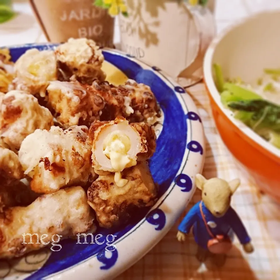 あそこのコンビニの ポテサラ ちくわ天ぷら|めぐめぐさん