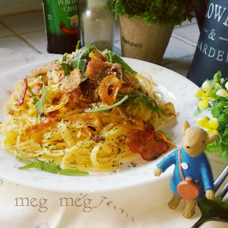 カルボナーラで🍝マリンさんHAPPYbirthday|めぐめぐさん