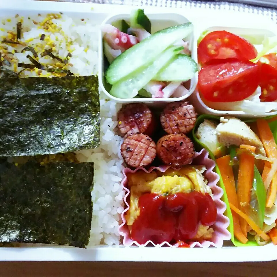 Snapdishの料理写真:パパのお弁当【鶏肉のネギ塩炒めのり弁当】|I am hungry familyさん