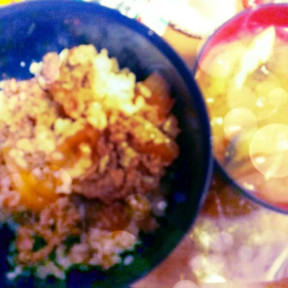 Snapdishの料理写真:牛丼＆味噌汁|I am hungry familyさん