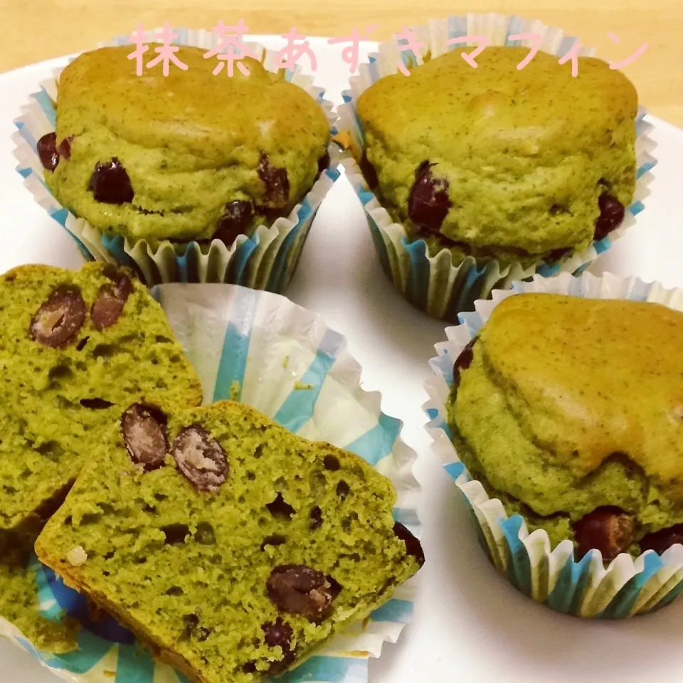 ホットケーキミックスで♡簡単抹茶あずきマフィン|く〜ちさん