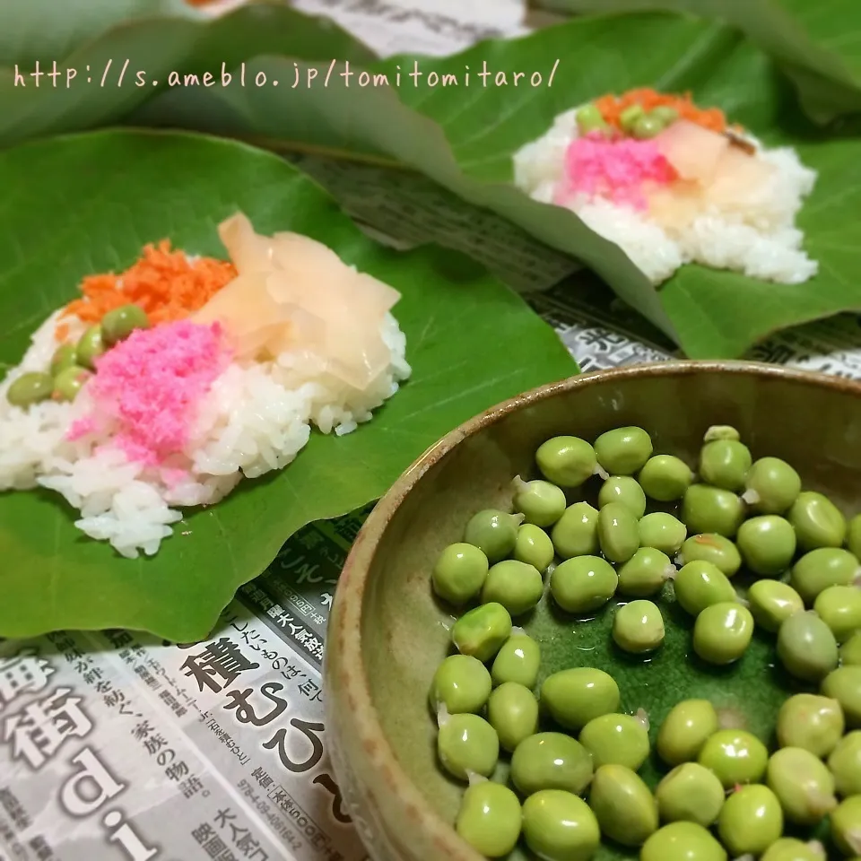 ツタンカーメンの豆と朴葉寿司〜♪|とみとみたろうの男子ごはん♪さん