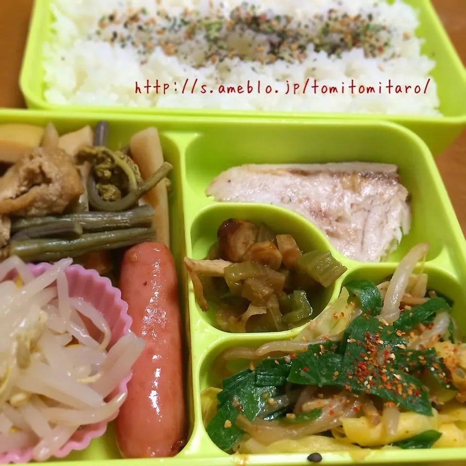 Snapdishの料理写真:久々の弁当男子♪旬な春の野菜たっぷり和風弁当！！|とみとみたろうの男子ごはん♪さん