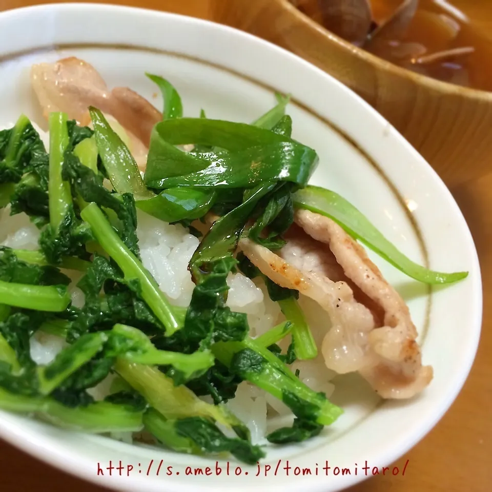 大根菜飯と豚肉ネギ塩丼〜！|とみとみたろうの男子ごはん♪さん