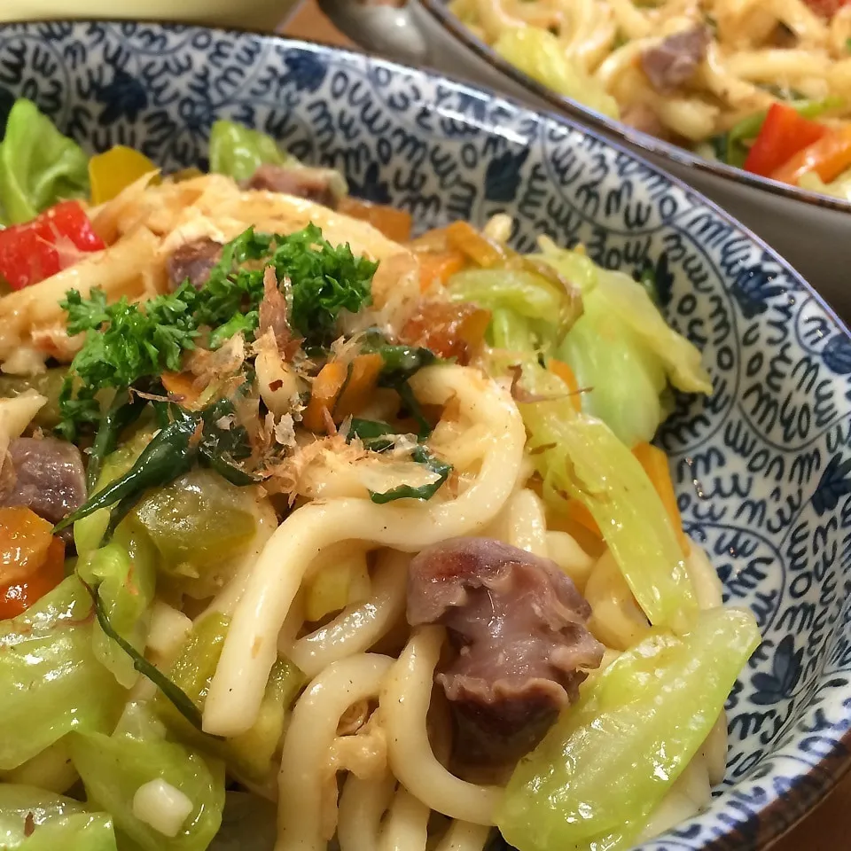 砂肝入り焼うどん〜！！！|とみとみたろうの男子ごはん♪さん