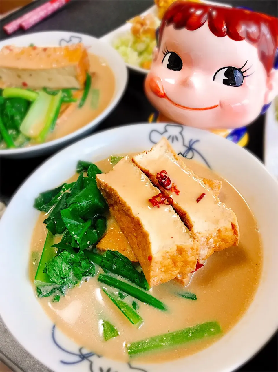 ピリ辛コクうま♡厚揚げの甘酒豆乳煮。|ぽき。さん