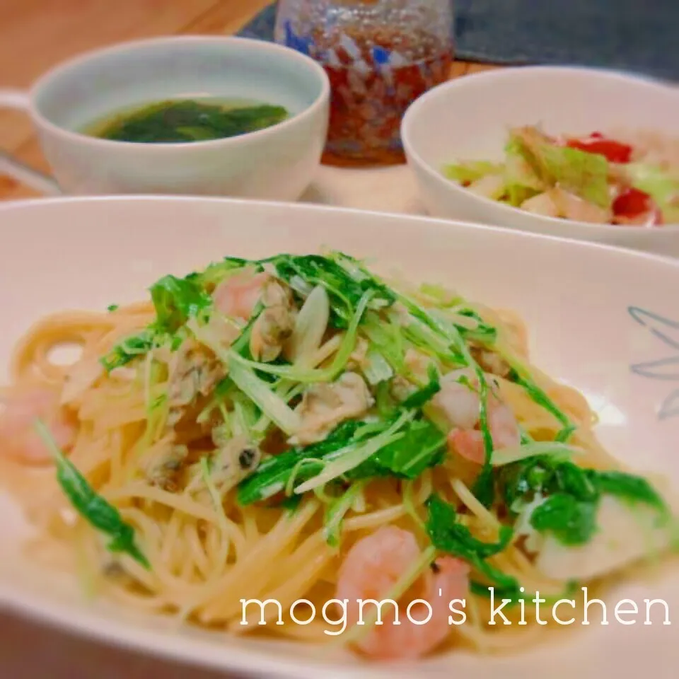 水菜とシーフードのパスタ|mogmoさん