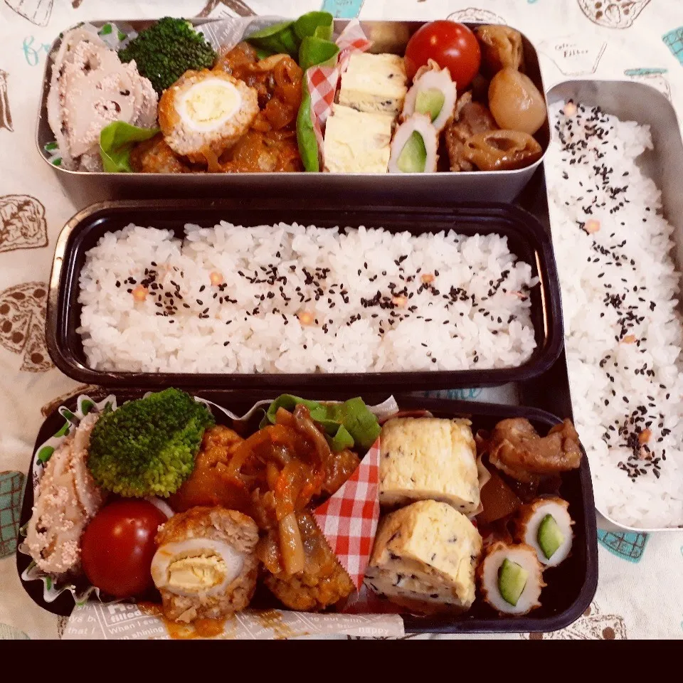 Snapdishの料理写真:高1&中2 男子弁当|みなみなさん