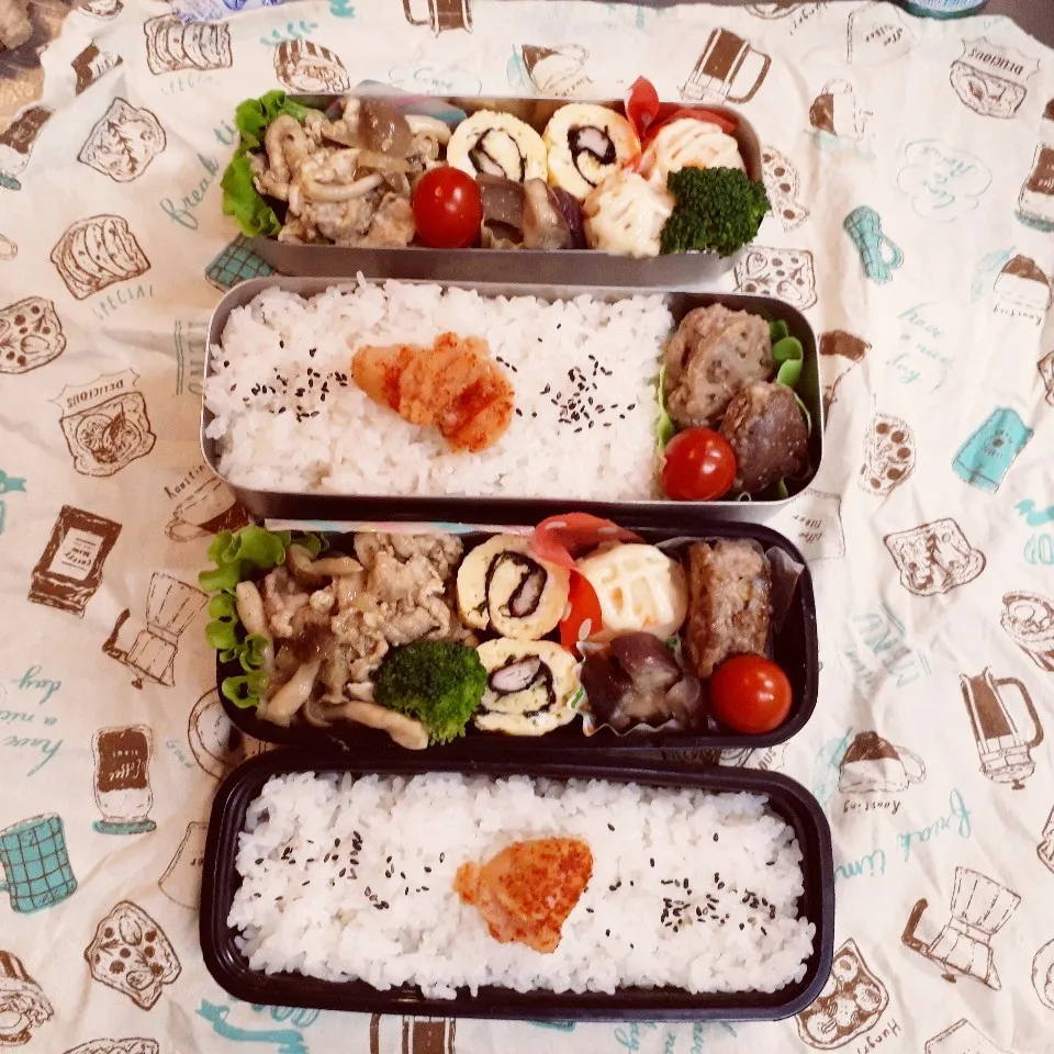 Snapdishの料理写真:高1&中2 男子弁当|みなみなさん