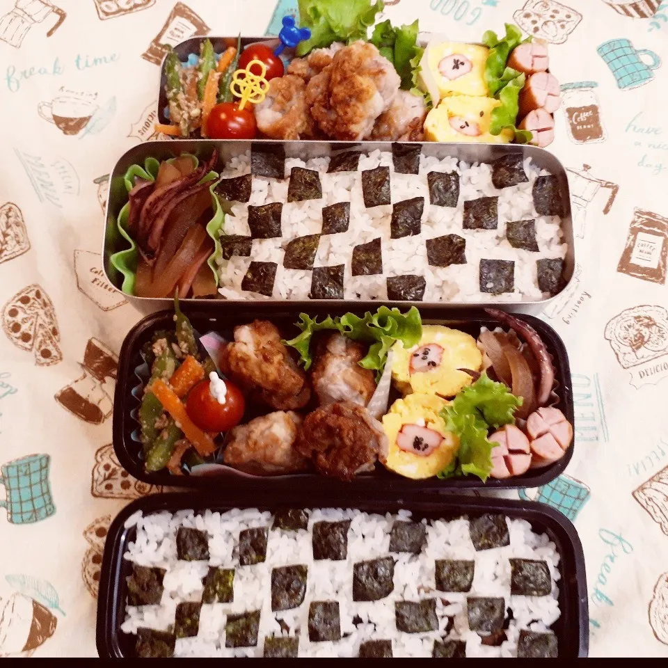 Snapdishの料理写真:高1&中2 男子弁当|みなみなさん