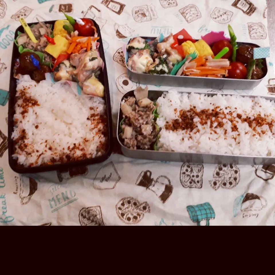 Snapdishの料理写真:高1&中2 男子弁当|みなみなさん