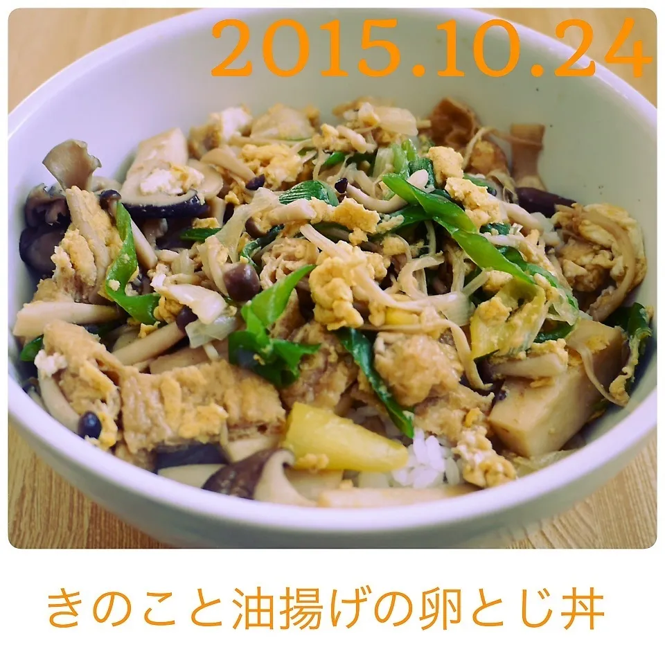 Snapdishの料理写真:きのこと油揚げの卵とじ丼|まぁたんさん