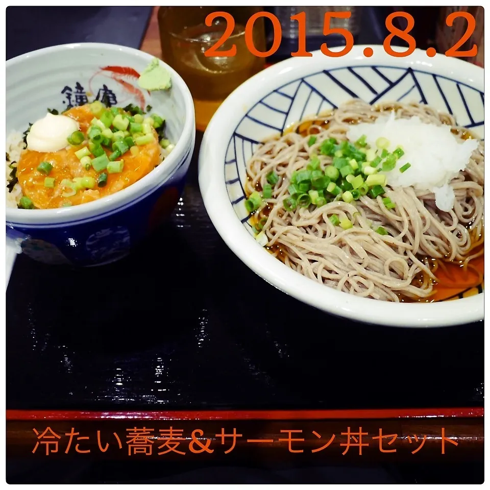 冷たい蕎麦&サーモン丼セット|まぁたんさん