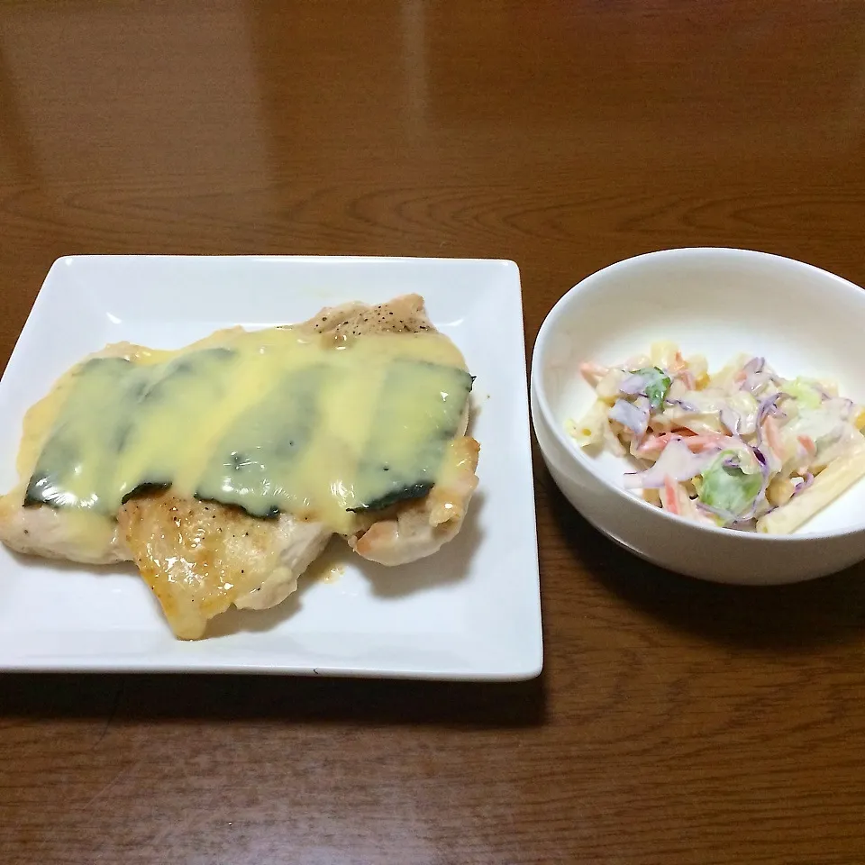 鶏肉の海苔チーズ焼き＆マカロニサラダ|まぁたんさん