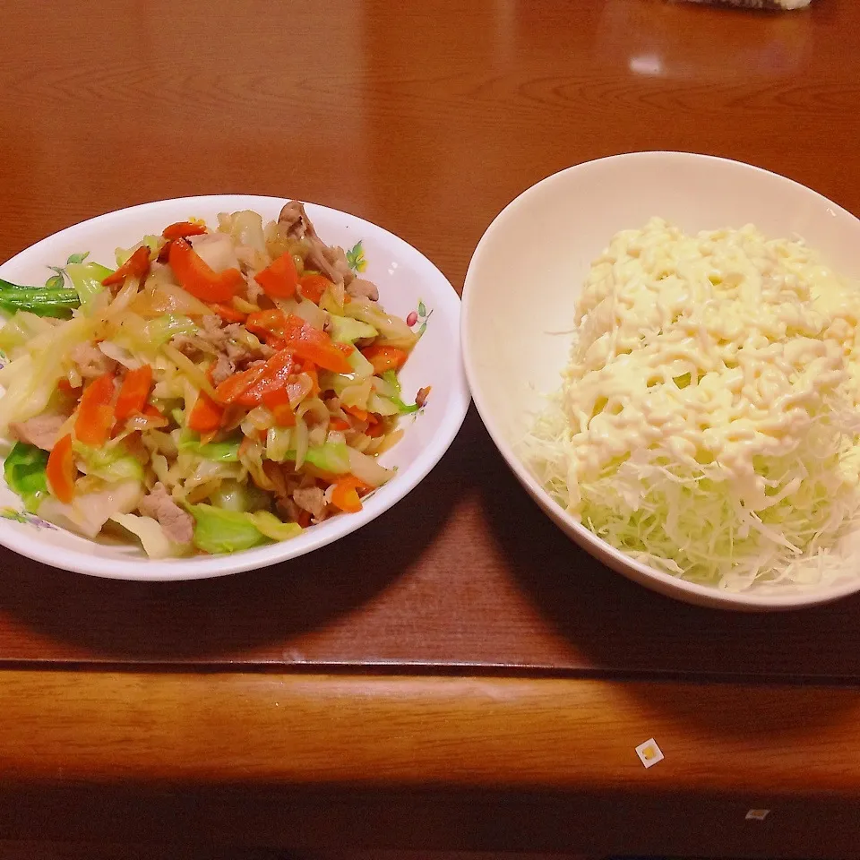 豚肉野菜炒め＆千切りキャベツ|まぁたんさん