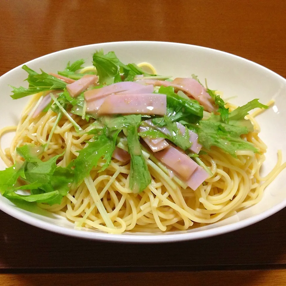 ハムと水菜の冷製パスタ|まぁたんさん