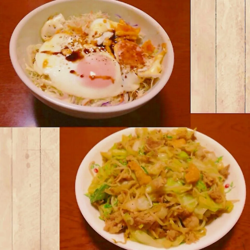 チーズエッグ丼＆豚野菜カレー炒め|まぁたんさん