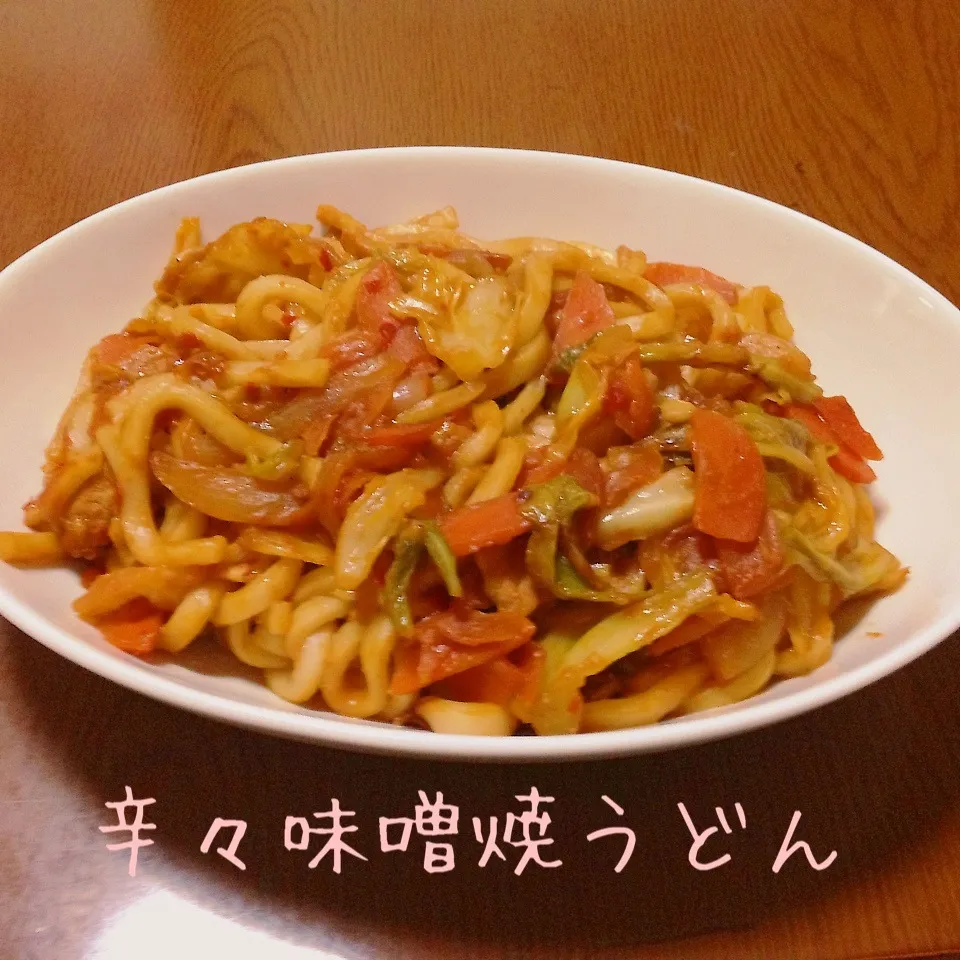 Snapdishの料理写真:辛々味噌焼うどん|まぁたんさん