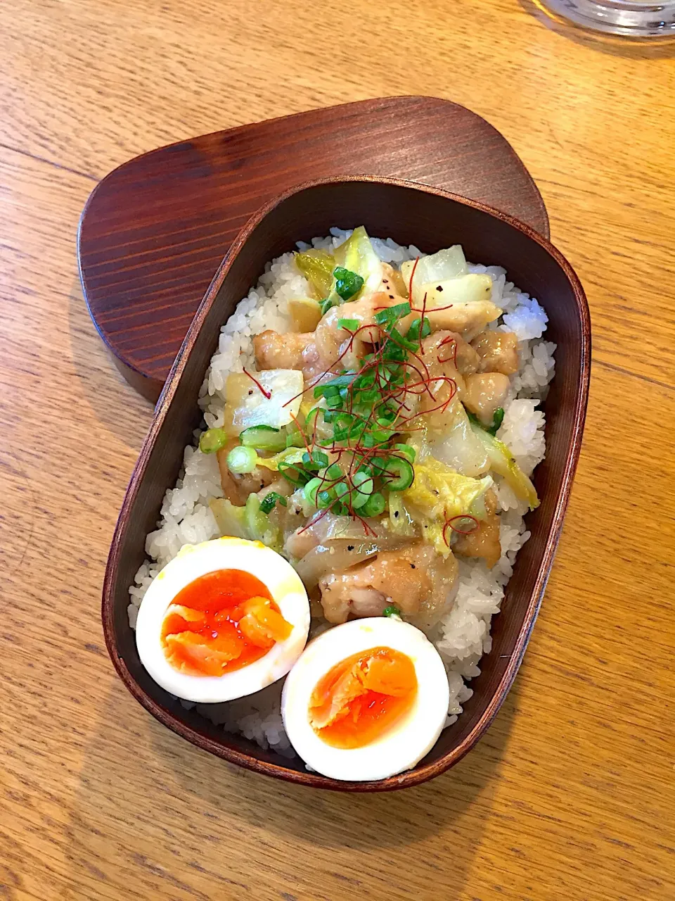 高校生息子のお弁当  鶏肉と白菜の味噌炒め #わっぱ弁当|まつださんさん