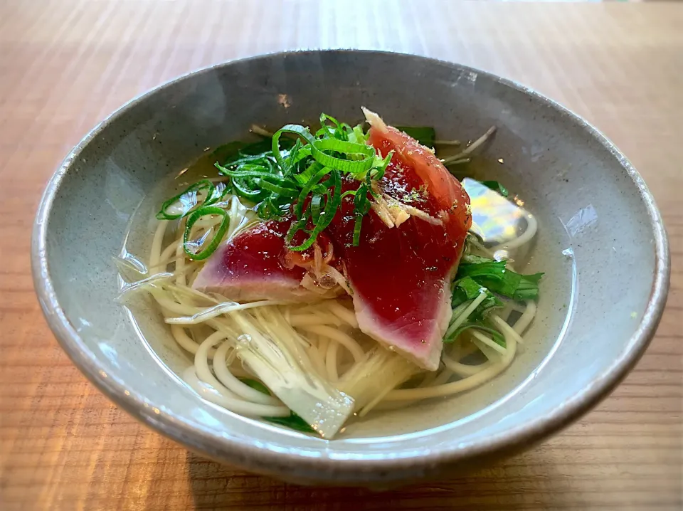 カツオの茶ずまし温めん2|半田手延べそうめんの店 阿波や壱兆さん