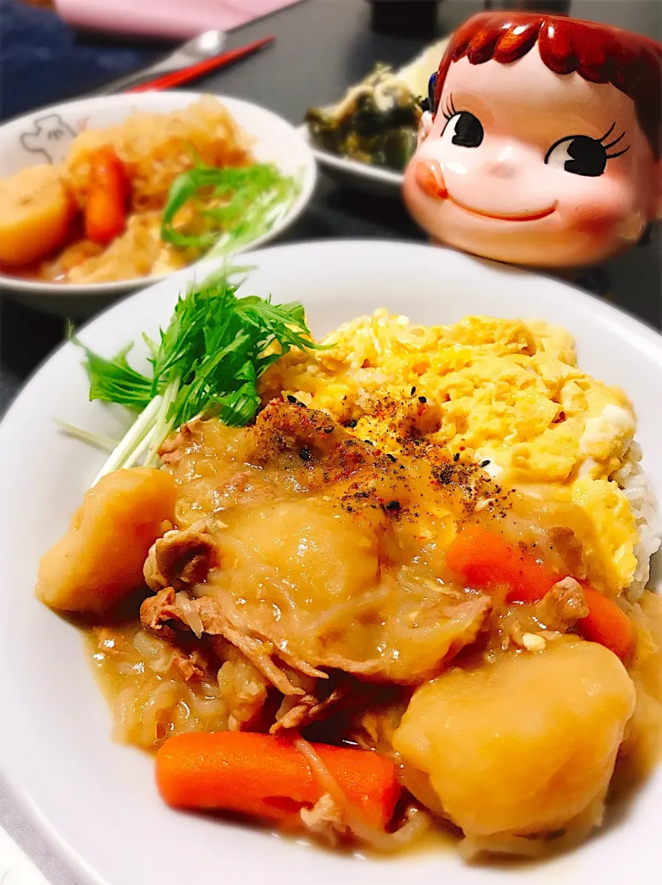 甘酒肉じゃがリメイク♡リピリピ和風あんかけオムライス。|ぽき。さん