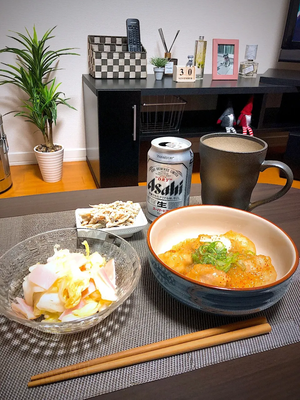 ○鶏肉のおろし煮🐓
○白菜とハムのレモン和え🍋
○ごぼうサラダ|anzさん