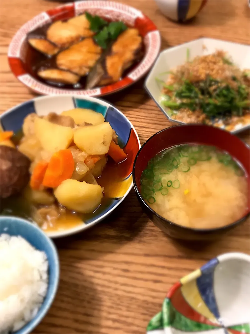 ぶりの照り焼き、豚じゃが、豆苗のおひたし|チビママさん