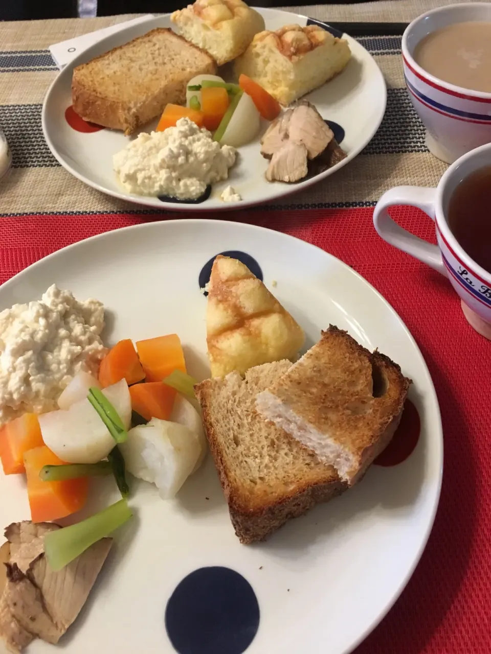 豆腐ディップ、蒸し野菜、メロンパン|ありすさん