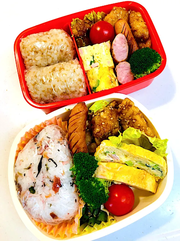 Snapdishの料理写真:小学生&ママ弁当 ψ(๑'ڡ'๑)ψ|やっちさん