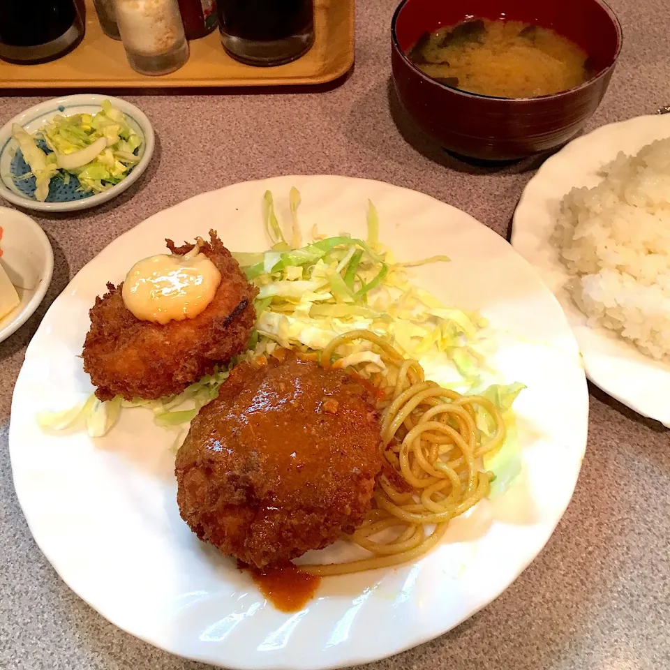 カニクリームコロッケ定食@キッチン城山(浅草)|yoooochanさん