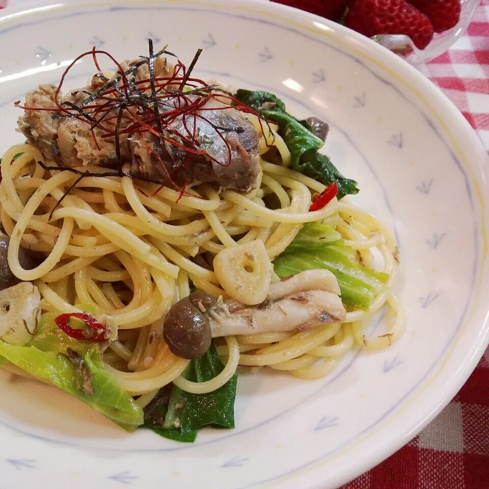 鯖の缶詰めdeペペロンチーノ|チャッティーさん