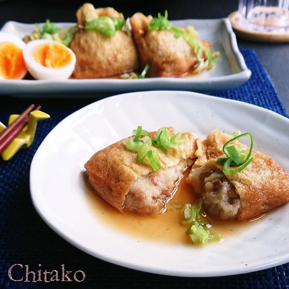 まるでお餅♡もっちり絶品♡納豆おから餅の袋煮♡簡単＊節約♪|ちたこさん