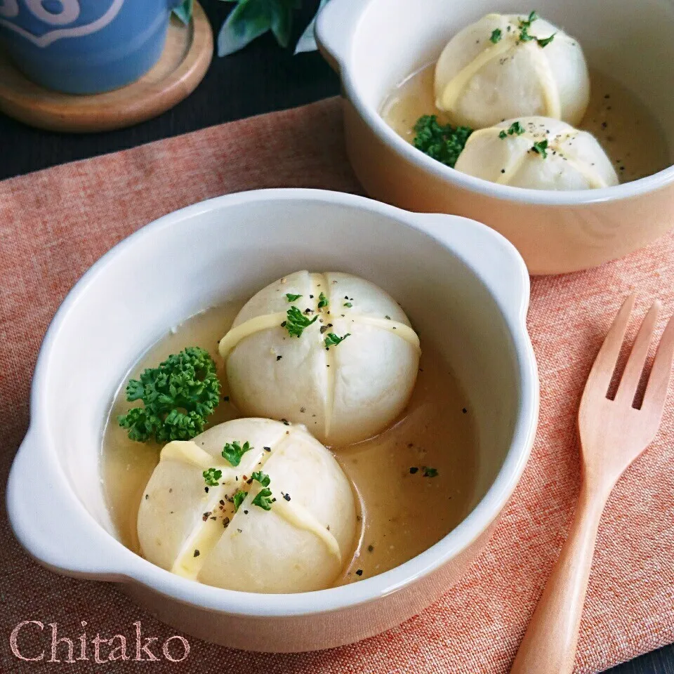 保存版レンチンおかず♪とろける♡丸ごとかぶのチーズスープ煮♡|ちたこさん