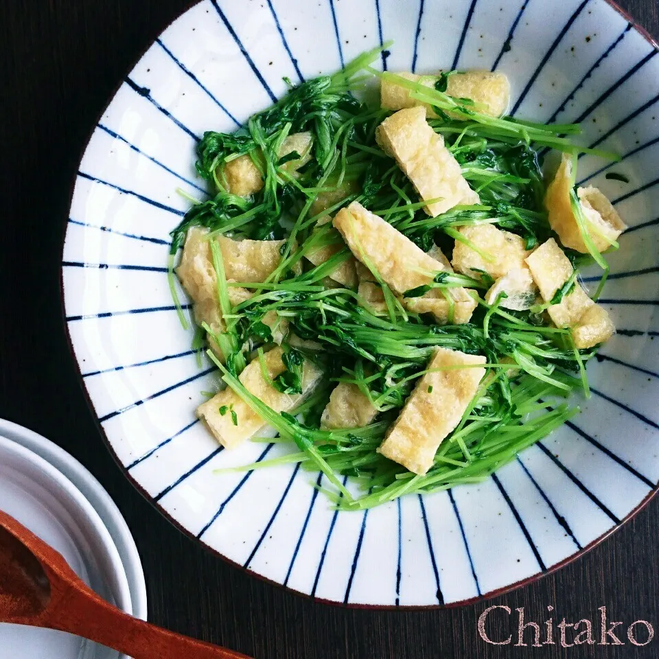 保存版レンチンおかず♡豆苗とお揚げのサッと煮♡【簡単＊節約】|ちたこさん