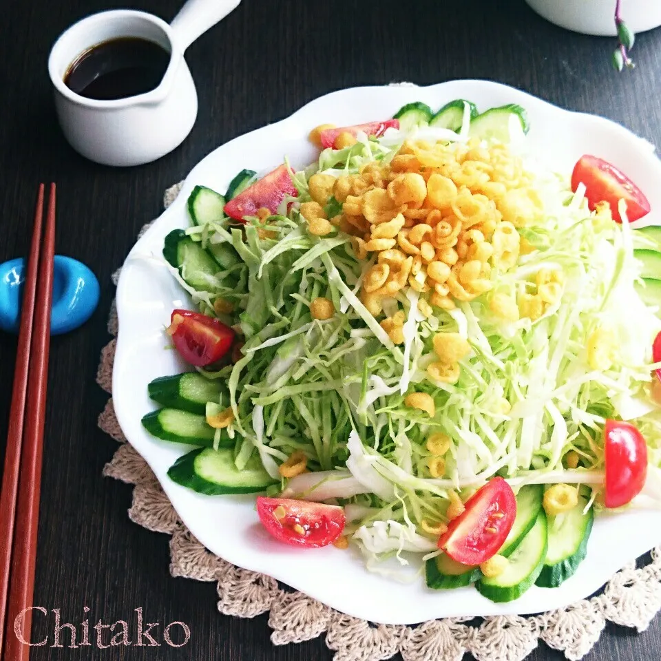 Snapdishの料理写真:超楽＊激旨♡ペロリと無くなる♪たぬきのキャベツサラダ♡|ちたこさん