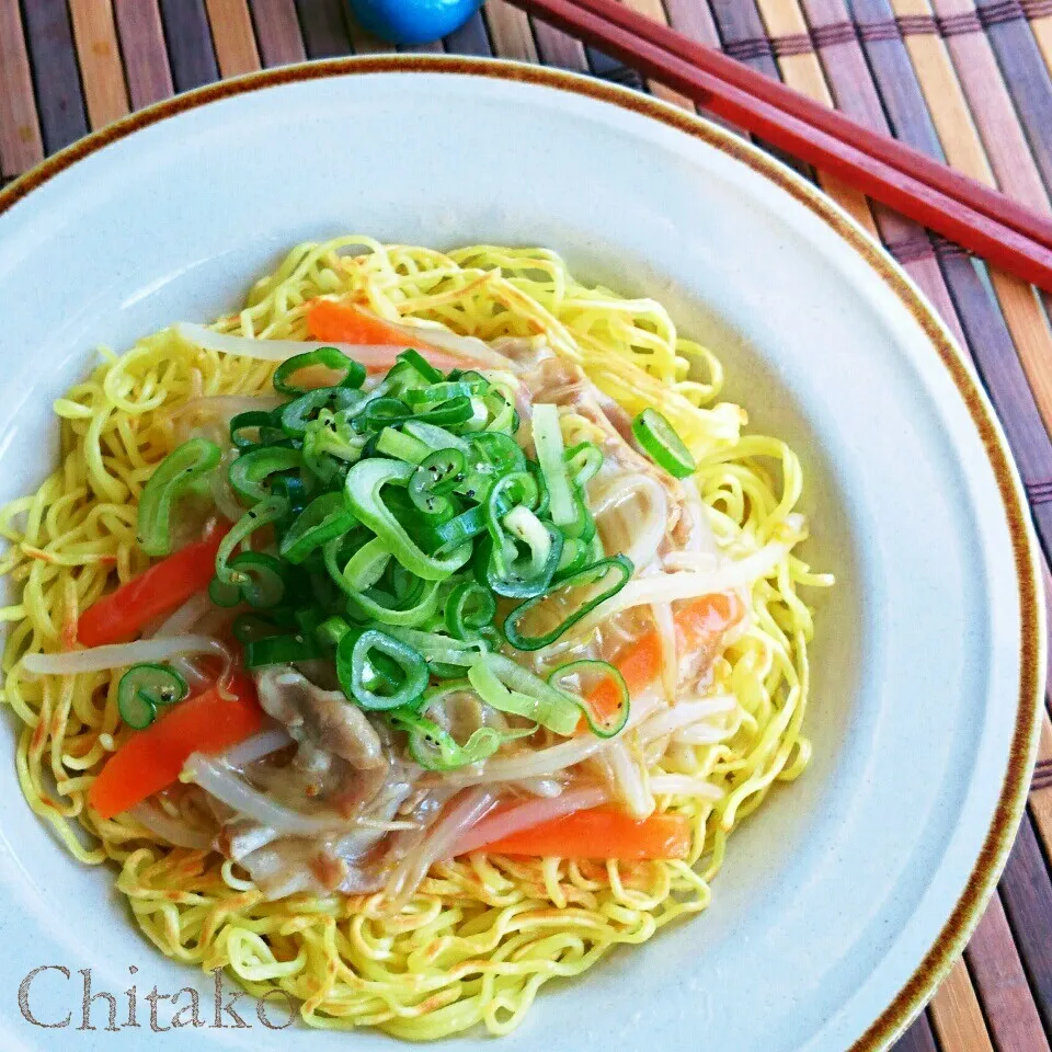 美味し過ぎる♡もやしのあんかけネギ塩焼きそば♡簡単＊節約|ちたこさん