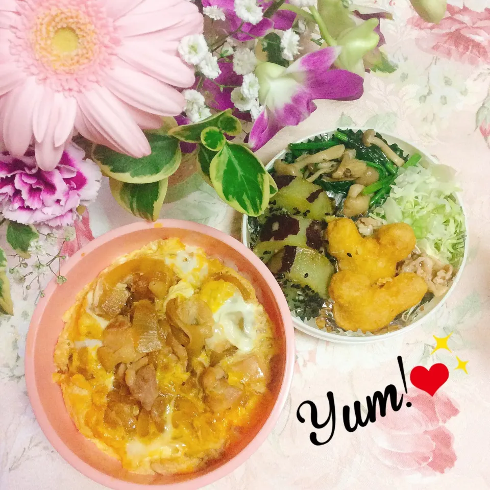 Snapdishの料理写真:サツマイモの #甘酒煮 と #親子丼 弁当♬|夢ーテルさん