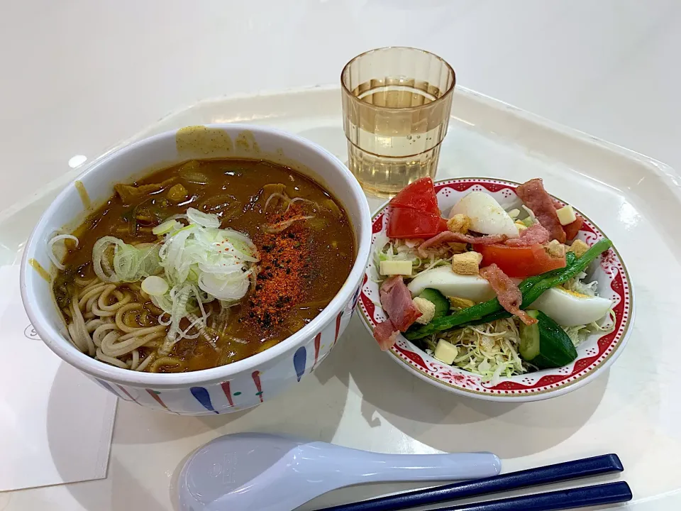 Snapdishの料理写真:カレーそば、コンビネーションサラダ|Tadahiko Watanabeさん