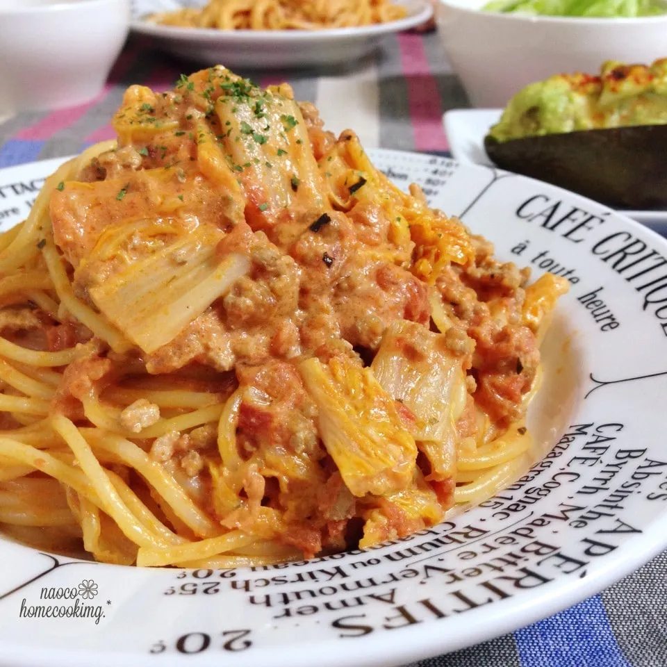 とろとろ白菜と豚ひき肉のトマトクリームパスタ|naocoさん