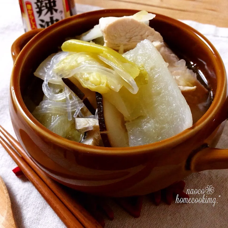 シンプルな大きめ野菜に＊生姜を効かせて♪ 参鶏湯風スープ|naocoさん