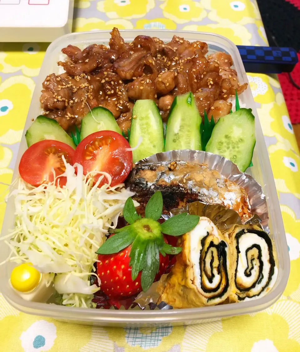 Snapdishの料理写真:息子弁  豚バラ丼|masasho's momさん