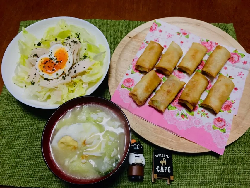 変わりミニ春巻き&白菜と玉子のスープ🤣🍽|バシュランさん