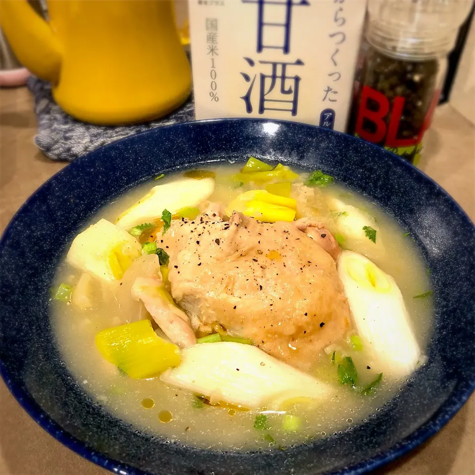 参鶏湯風🍲鶏塩＋糀甘酒の体ぽかぽかスープ|わたげさん