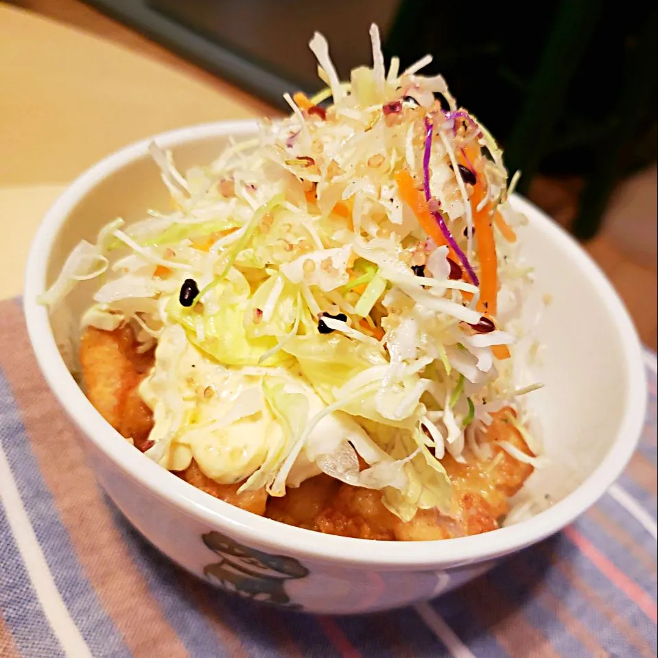 沢庵タルタルのチキン南蛮丼＊サラダ仕立て|mi_neneco♪さん