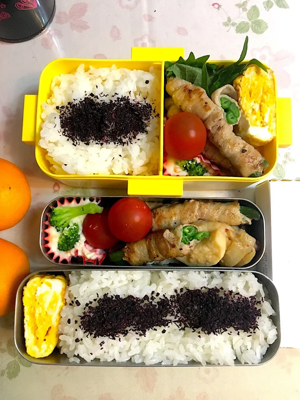 Snapdishの料理写真:20181206 お弁当🍱
肉巻きインゲンと卵焼き、長芋炒めなどです。|えすてるんさん