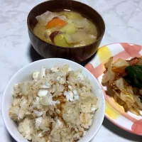 Snapdishの料理写真:鯛めし&回鍋肉&具沢山豚汁|rieさん