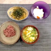 Snapdishの料理写真:黒米で朝ごはん|せつをkitchenさん