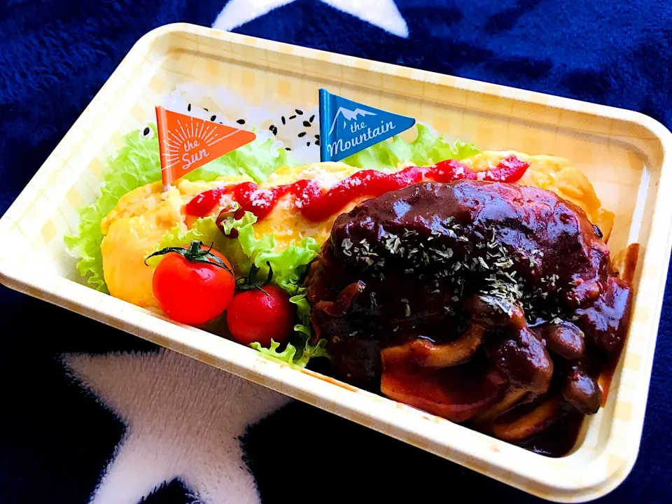 Snapdishの料理写真:煮込みハンバーグ弁当(*´∀`*)ノ|☆A..I☆さん